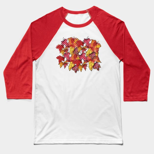 Maple Leaves Baseball T-Shirt by Kirsty Topps